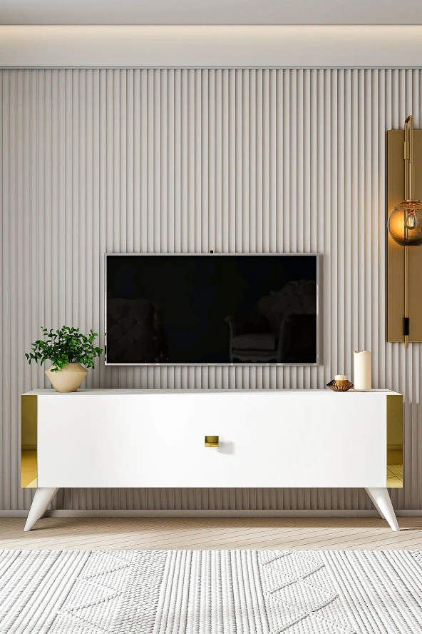 Givayo Mobilya GRACE TV ÜNİTESİ BEYAZ GOLD ürün görseli 1