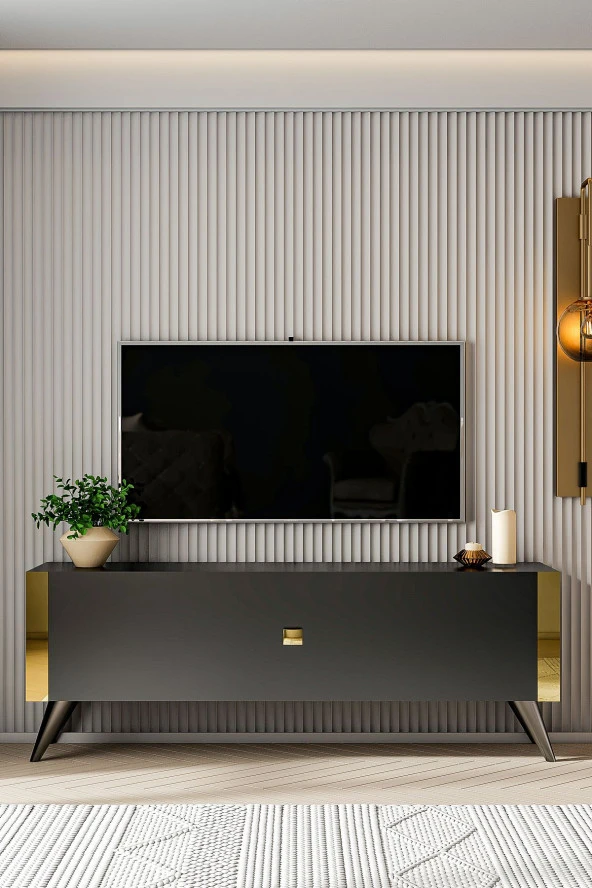 Givayo Mobilya GRACE TV ÜNİTESİ ANTASİT GOLD ürün görseli 1
