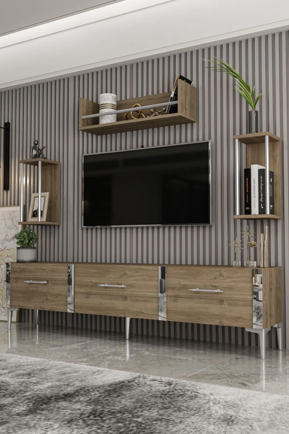 Givayo Mobilya Laura Tv Ünitesi Ceviz Gümüş ürün görseli 1