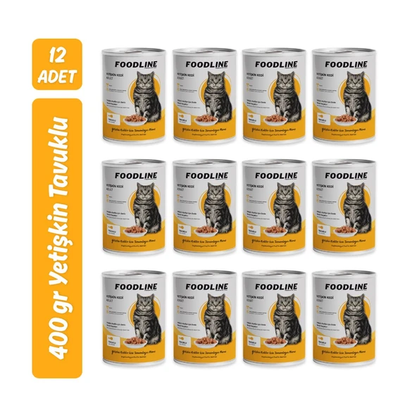 Foodline Tavuklu Yetişkin Kedi Konservesi 400 Gr x 12 Adet ürün görseli 1