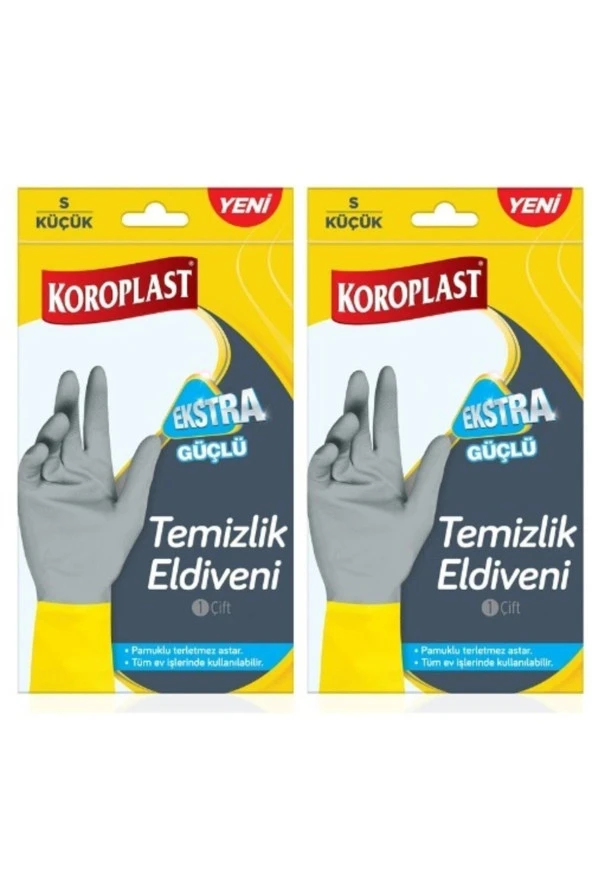 KOROPLAST Yeni Ekstra Güçlü S Küçük Temizlik Eldiveni Pamuklu Terletmez Astar 2 Adet ürün görseli 1