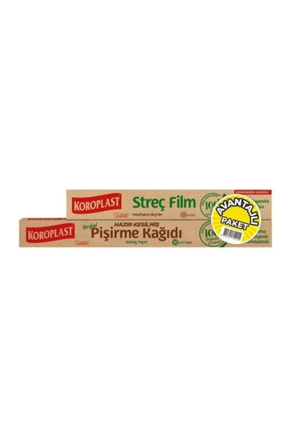 KOROPLAST Doğal Pişirme Kağıdı 10 Lu Doğal Streç Film 25 Metre Kendinden Kesimli ürün görseli 1