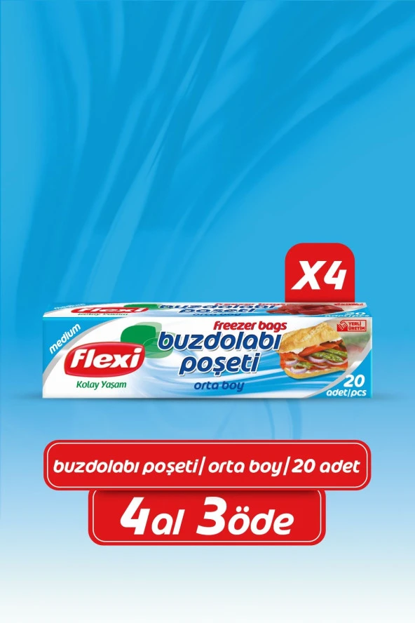 FLEXİ Buzdolabı Poşeti 4 Al 3 Öde Orta Boy 80'Li ürün görseli 1