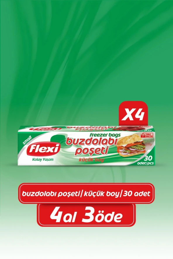FLEXİ Buzdolabı Poşeti Small 4'Lü Ekonomik Paket (120 Adet Poşet) ürün görseli 1