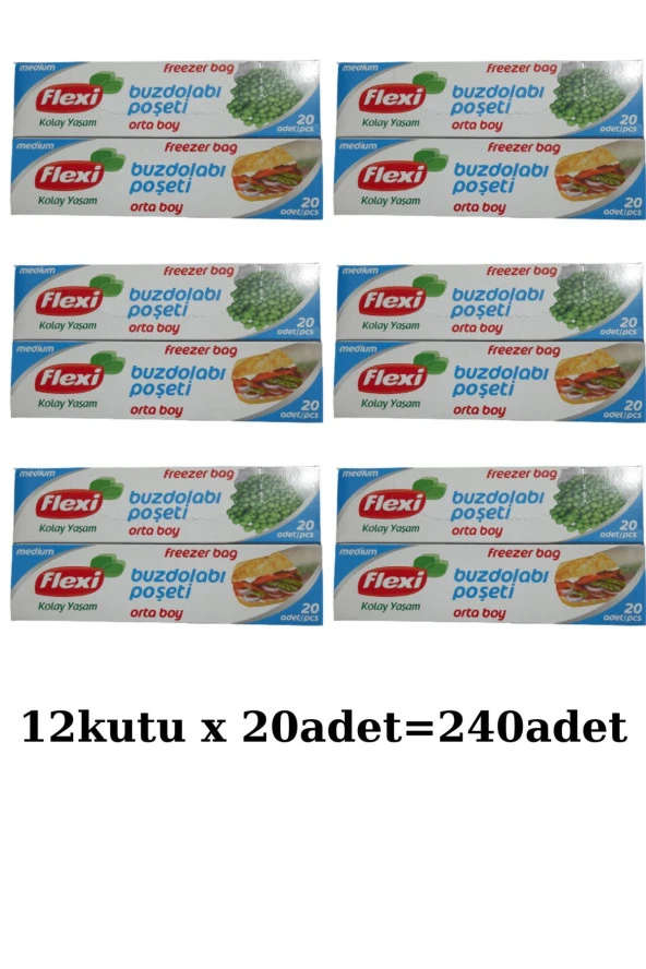 FLEXİ Buzdolabı Poşeti Orta Boy 12Kutu 20Adetli ürün görseli 1