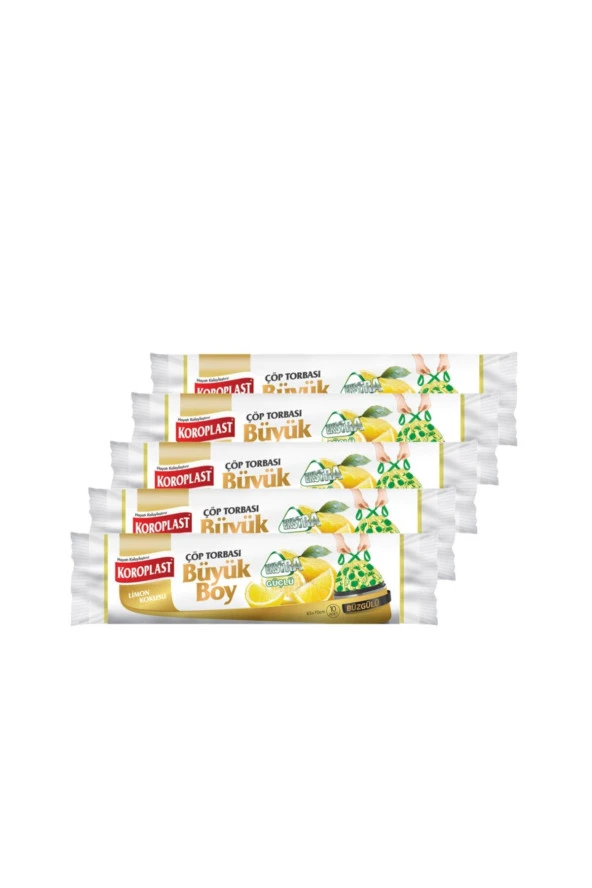 SARCİNA Koroplast Ekstra Güçlü Büyük Boy Limon Kokulu Büzgülü Çöp Torbası 65X70Cm - 10'Lu X 5 Adet ürün görseli 1
