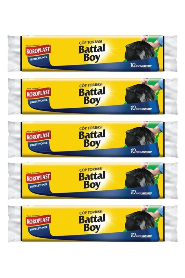 KOROPLAST Profesyonel 10Lu Battal Boy Çöp Torbası X 5 Paket ürün görseli 1