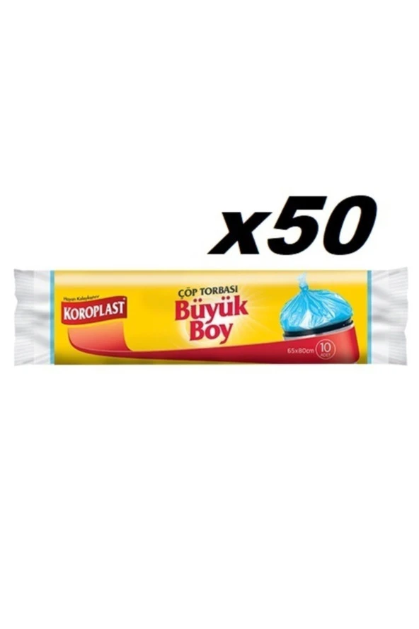 KOROPLAST Güçlü Büyük Boy 10Lu Çöp Torbası X 50 Paket (65X80 Cm) ürün görseli 1