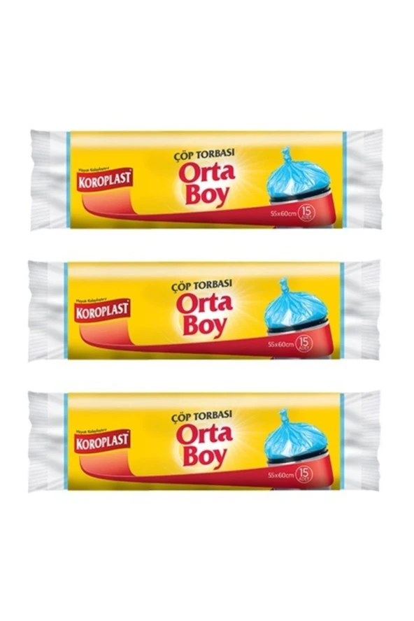KOROPLAST Güçlü Orta Boy 15Li Çöp Torbası X 3 Paket 55*60 Cm ürün görseli 1