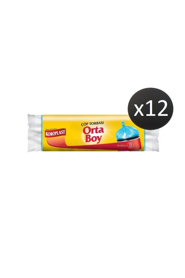 KOROPLAST Çöp Torbası Orta Boy 15 Li X 12 Paket ürün görseli 1