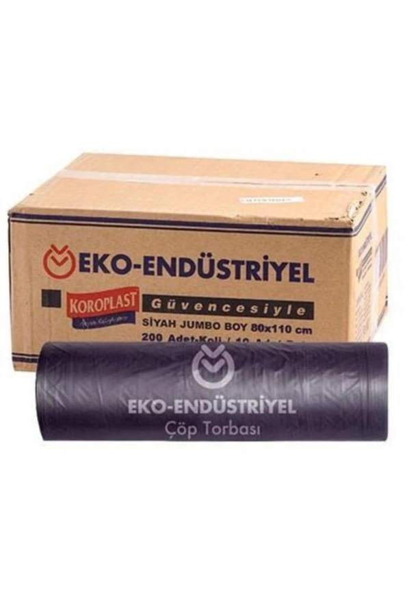 KOROPLAST Eko Endüstriyel Çöp Torbası Jumbo Boy Siyah 200 Adet ürün görseli 1