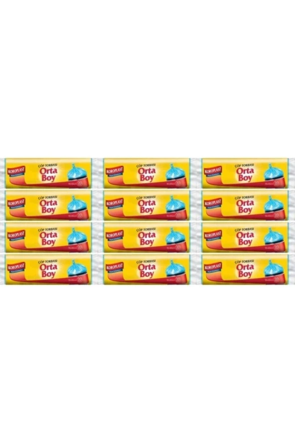 KOROPLAST Güçlü Çöp Torbası Orta Boy 15 Adet 12'Li Set ürün görseli 1