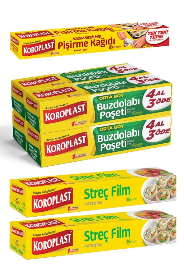 KOROPLAST 4Al 3 Öde Buz Dolabı Poşeti Orta Boy, Fırsat Paketi Pişirme Kağıdı ,Streç Film, ürün görseli 1