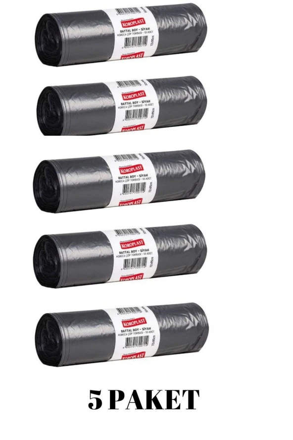 KOROPLAST Battal Boy Siyah Horeca Çöp Torbası 10 Adet 72X95 Cm 5 Paket ürün görseli 1