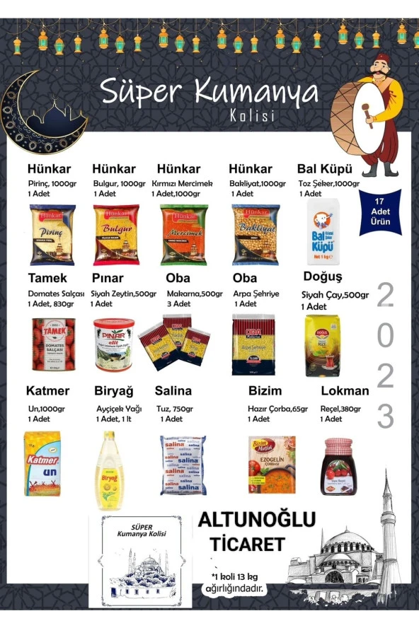 ALTUNOĞLU Ramazan Paketi Kumanya Yardım Erzak Kolisi 17 Parça ürün görseli 1