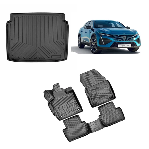 Rizline Peugeot 408 Benzinli  2023+ 3D Havuzlu Paspas ve Bagaj havuzu ürün görseli 1