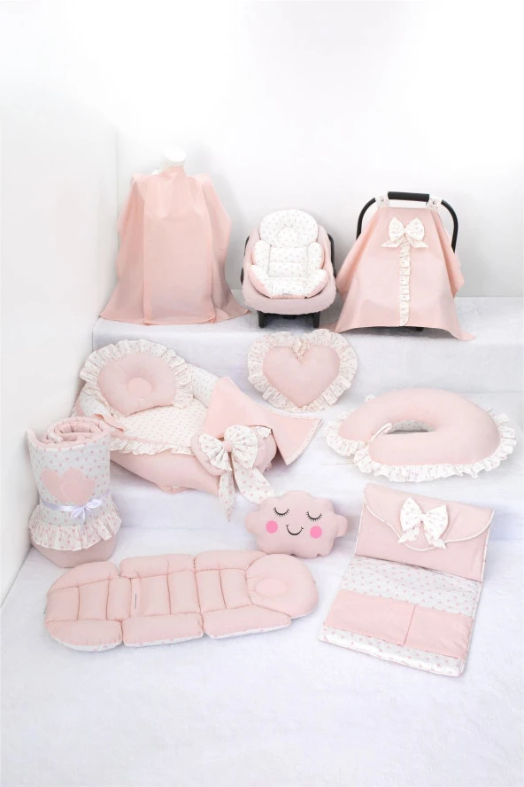Umaybebek Babynest Puset Örtüsü Alt Açma Emzirme Yastığı Bel Destekli Ana Kucağı Bebek Arabası Minderi-tutmalı-Prenses Fırfırlı T ürün görseli 1