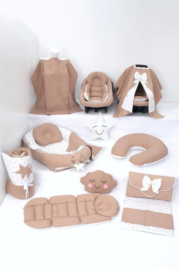 Umaybebek Babynest Puset Örtüsü Alt Açma Emzirme Yastığı Bel Destekli Ana Kucağı Bebek Arabası Minderi-panço-Kahve P ürün görseli 1