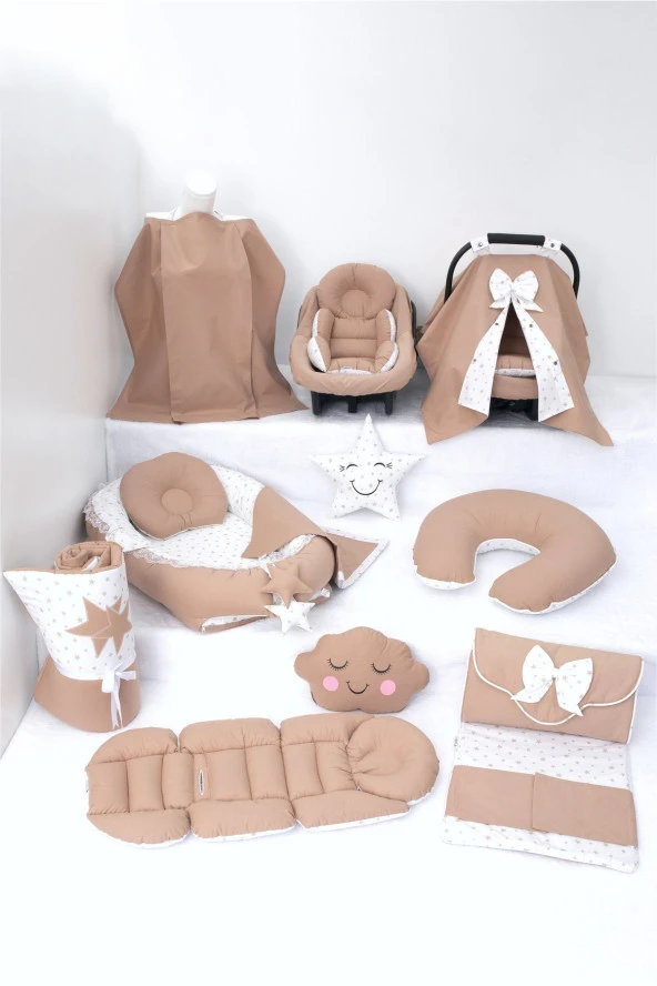 Umaybebek Babynest Puset Örtüsü Alt Açma Emzirme Yastığı Bel Destekli Ana Kucağı Bebek Arabası Minderi-tutmalı-Kahve T ürün görseli 1