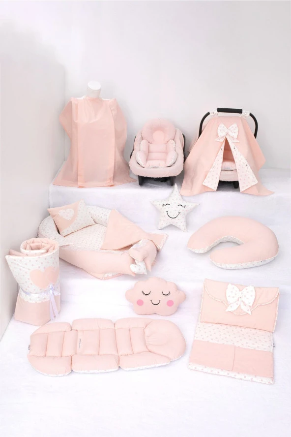 Umaybebek Babynest Puset Örtüsü Alt Açma Emzirme Yastığı Bel Destekli Ana Kucağı Bebek Arabası Minderi-tutmalı-Bebepembe T ürün görseli 1