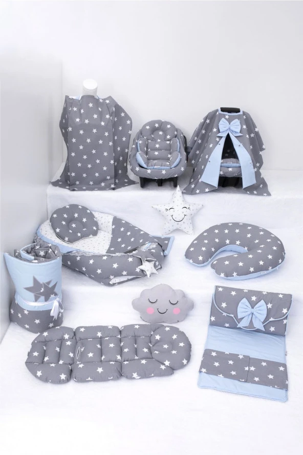 Umaybebek Babynest Puset Örtüsü Alt Açma Emzirme Yastığı Bel Destekli Ana Kucağı Bebek Arabası Minderi-panço-Koyu Gri Mavi P ürün görseli 1