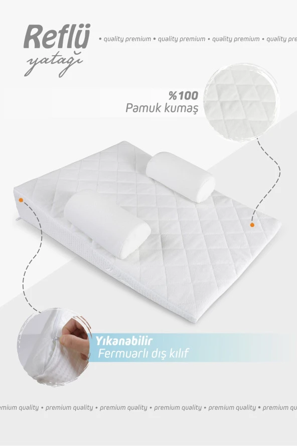 Umaybebek Bebek Reflü Yatağı, Fermuarlı, Yıkanabilir Kılıf, Yatak, %100 Pamuk Kumaş-Beyaz ürün görseli 1