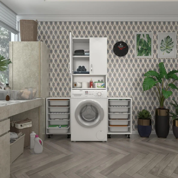 Kenzlife çamaşır makinesi dolabı sinemsepetduble byz 05 li banyo arkalıksız kurutma bulaşık ürün görseli 1