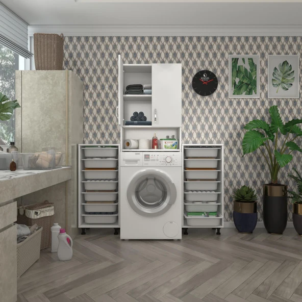 Kenzlife çamaşır makinesi dolabı sinemsepetduble byz 07 li banyo arkalıksız kurutma bulaşık ürün görseli 1