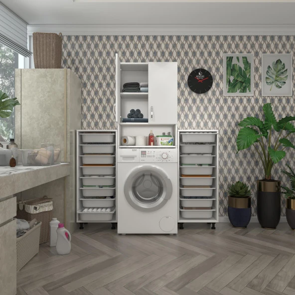 Kenzlife çamaşır makinesi dolabı sinemsepetduble byz 08 li banyo arkalıksız kurutma bulaşık ürün görseli 1