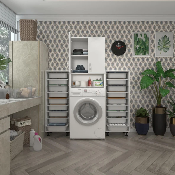 Kenzlife çamaşır makinesi dolabı sinemsepetduble byz 09 lu banyo arkalıksız kurutma bulaşık ürün görseli 1
