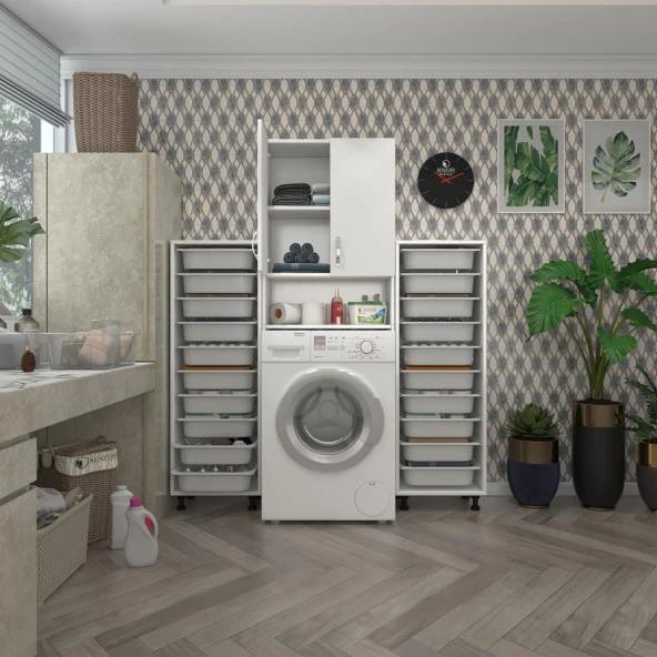 Kenzlife çamaşır makinesi dolabı sinemsepetduble byz 10 lu banyo arkalıksız kurutma bulaşık ürün görseli 1