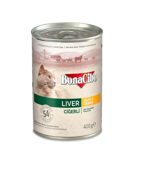 Bonacibo Soslu Ciğerli Yaş Kedi Maması 400 GR ürün görseli 1