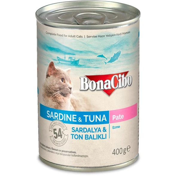 Bonacibo Ezme Sardalya ve Ton Balıklı Yaş Kedi Maması 400 GR ürün görseli 1