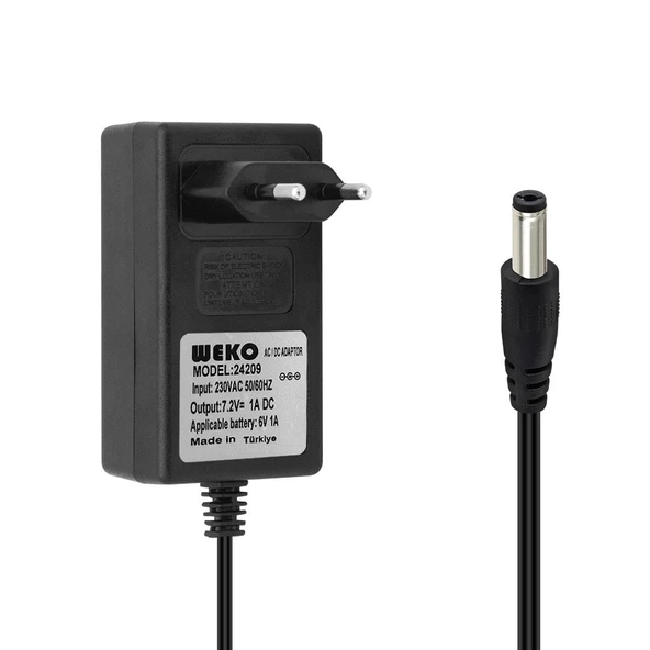 Weko 7.2 Volt 1 Amper 5.5x2.5mm Uçlu Adaptör Priz Tipi Jack Girişli Adaptör 7.2V-1A ürün görseli 1