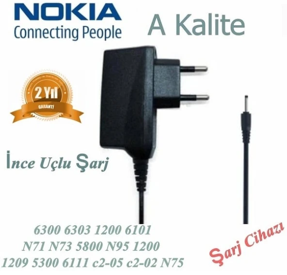 Nokia 6086 ince Uçlu Cep Telefonu Şarj Cihazı Aleti (2 YIL İTHALATÇI Garantili) NOKIAI0000147 ürün görseli 1
