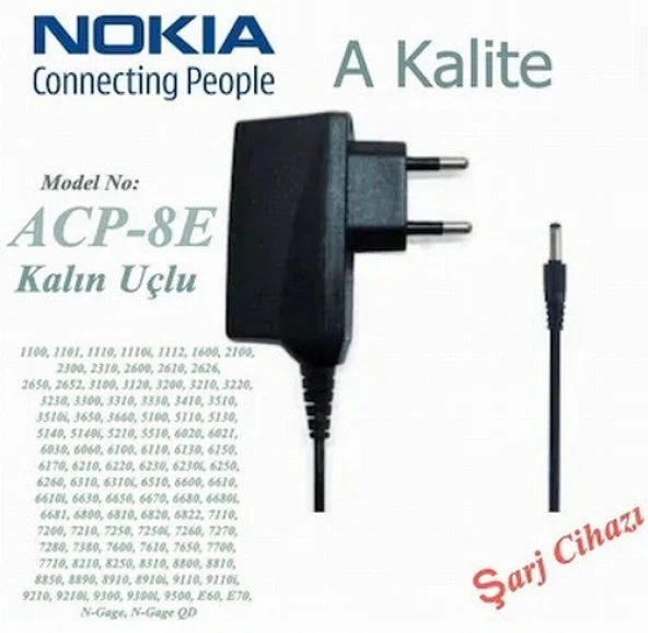 Nokia E66 ince Uçlu Cep Telefonu Şarj Cihazı Aleti (2 YIL İTHALATÇI Garantili) NOKIAI0000868 ürün görseli 1
