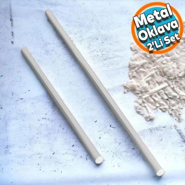 Alüminyum Metal Oklava 2'li Set 99-74 cm Börek Hamur Yufka Açma Silindir Yuvarlak Uzun Kısa Mutfak ürün görseli 1