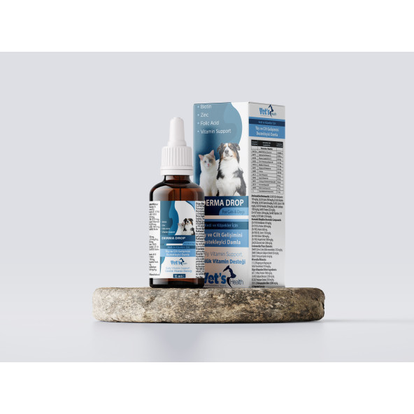 Vet's Health Derma Drop Kedi ve Köpekler İçin Tüy ve Cilt Gelişimini Destekleyici Damla15ml ürün görseli 1