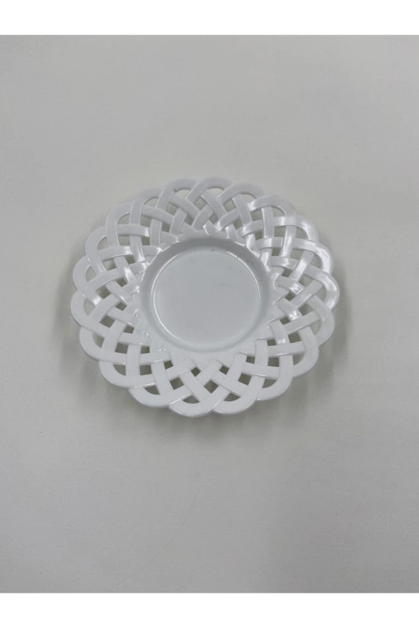 Hasır Modelli Çay Tabağı Sert Plastik Porselen Görünümlü 6'lı ürün görseli 1