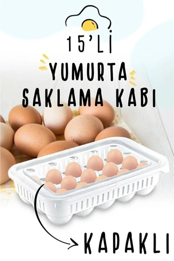 Yumurtalık 15^li Yumurta Saklama Kabı Buzdolabı Yumurta Kutusu ürün görseli 1
