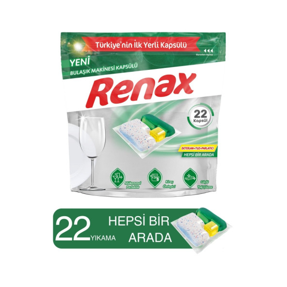 RENAX Bulaşık Makinesi Kapsülü Hepsi Bir Arada 22 Li ürün görseli 1