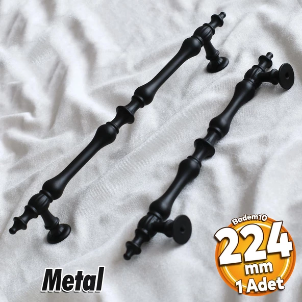 Şehzade Kulp Mobilya Mutfak Dolabı Çekmece Dolap Kulpları Kapak Kulpu Kulbu Siyah 224 mm Metal ürün görseli 1