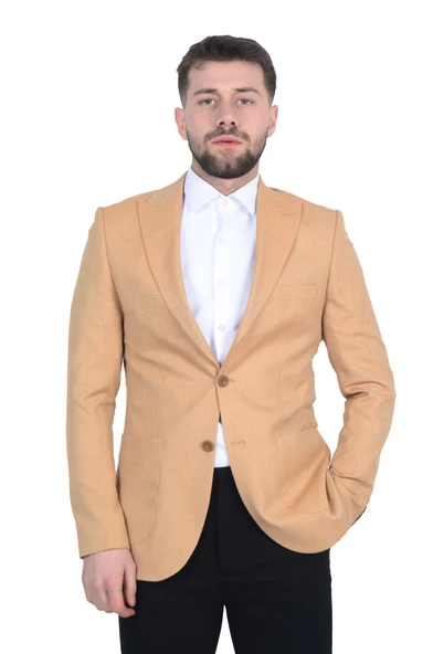 Cengiz İnler Kendinden Desenli Kırlangıç Yaka Torba Cepli Slim Fit Erkek Ceket ürün görseli 1