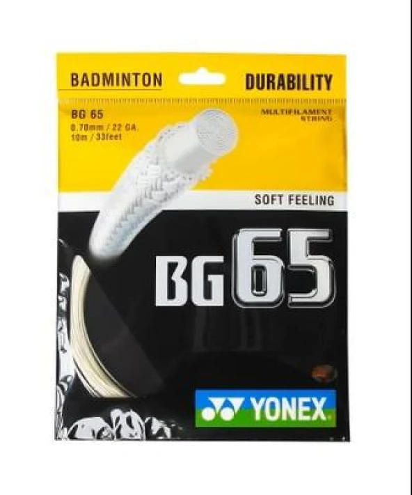 YONEX BG 65 BADMİNTON KORDAJI AMBER BEYAZI (10m) ürün görseli 1