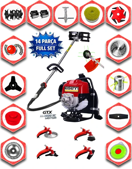 EISENN German 14 Parça Full Set Er-800 F1 Motor Sırt Tipi Tırpan Akrobat Çapa Aparatı Toprak Eşeleme Aparat ürün görseli 1