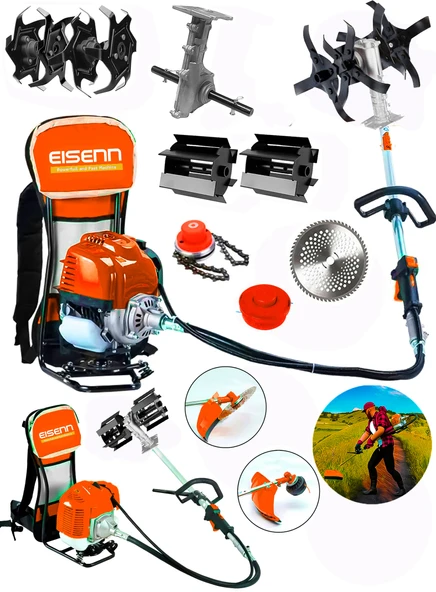 Eisenn Germany 3 In 1 Nano Series 20 Hp Sırt Tipi Tırpan + Toprak Eşeleme + Akrobat Çapa Aparatı ürün görseli 1