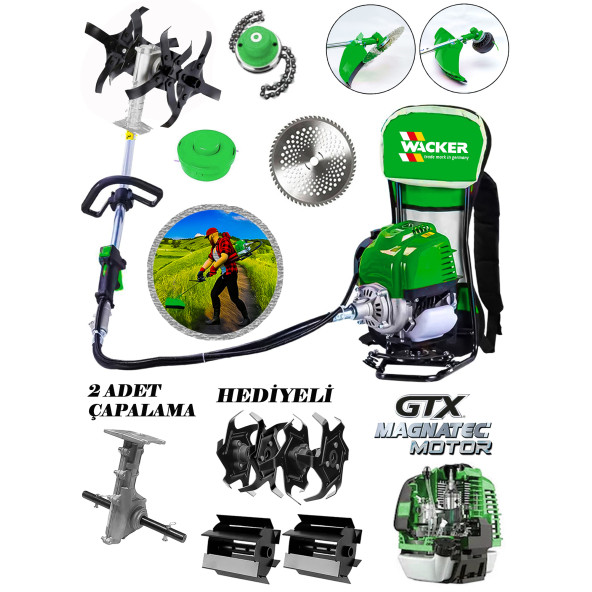 Wacker Pro Alman F1 850 Seri Arazi Seti 20 Hp Sırt Tırpan + Toprak Eşeleme Aparatı + Akrobat Çapa Aparatı ürün görseli 1