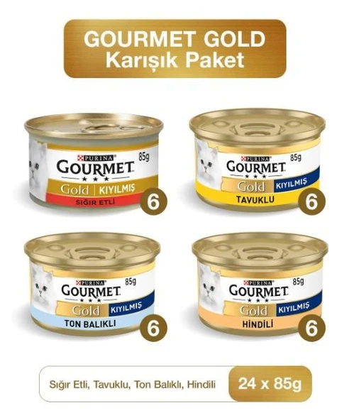 Gourmet Karışık Kıyılmış Konserve Yetişkin Kedi Yaş Maması 24 X 85 Gr ürün görseli 1
