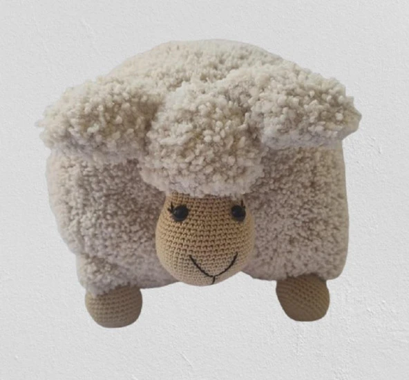 Sütlü Kahve Pofuduk Kuzu Yastık Amigurumi Organik Oyuncak ürün görseli 1
