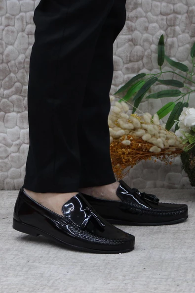 Pierre Cardin 25101 Siyah Rugan Hakiki Deri Erkek Babet Loafer Erkek Ayakkabı ürün görseli 1